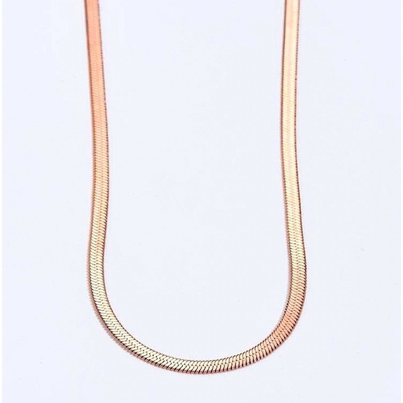 Rose Gold Herringbone Flat Snake Necklace - Picture 2 of 3
